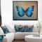 Designart - Blue Vintage Butterfly - Floral Art Framed Canvas Print